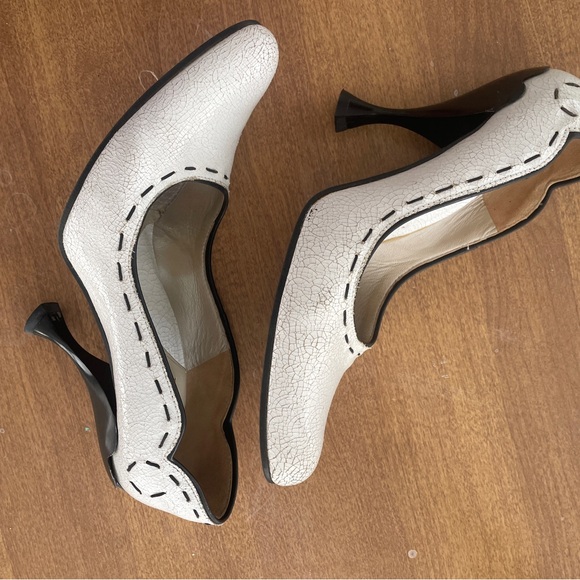 John Fluevog Shoes - John Fluevog Audrey "Crackle" Black and White Heels